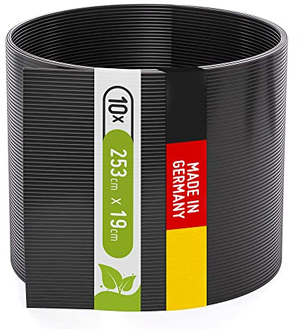 TerraUno Polypropylen Sichtschutzstreifen für Doppelstabmatten, Rillenoptik, extra stabil, 10 Stück für Gartenzaun, 253cm x 19cm, Anthrazit (RAL7016), Made in Germany, Sichtschutz Zaun