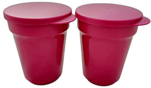 Tupperware Aloha (SET 2) Trinkbecher 470 ml Brombeere Beere Becher mit Deckel