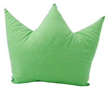 POWER INN Kronkudde stor ca 42 x 35 cm | universell dekorativ kudde | mysig soffkudde | gosig kudde för att drömma och sova | 100 % bomull, Oeko-Tex 100 premium fyllnadsvadd (grön rutig)