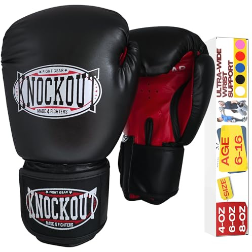 Kids Boxing Gloves - Youth Training Gloves for Kickboxing, MMA - Beginner to Pro Level Heavy Bag Gloves - Home Gym Training & Sparring with Ultra Wide Wrist Support