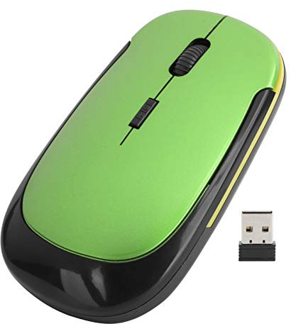 Ratón Inalámbrico, 2.4g Ratón Delgado para Computadora Ratón Portátil Pequeño Ratón óptico Silencioso para Computadora Portátil con Mini Receptor USB para Computadora Portátil PC De Escritorio(Verde)