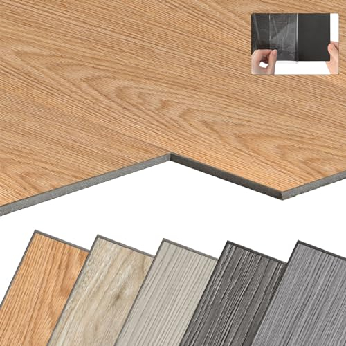 YARDIN Pavimenti in PVC autoadesivi con effetto legno, 18 pezzi, 2,51 m², in vinile, autoadesivi, pavimenti in PVC, antiscivolo, impermeabili, difficili da infiammare, rovere classico