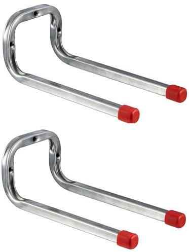 Gedotec Wandhalterung - Doppel-Wandhaken zum Schrauben Stahl verzinkt | 2 Stück Gerätehaken 200 x 80 mm inkl. Befestigungsmaterial | Allzweckhaken aus Metall | Wandhalterung Garage | Wand-Montage
