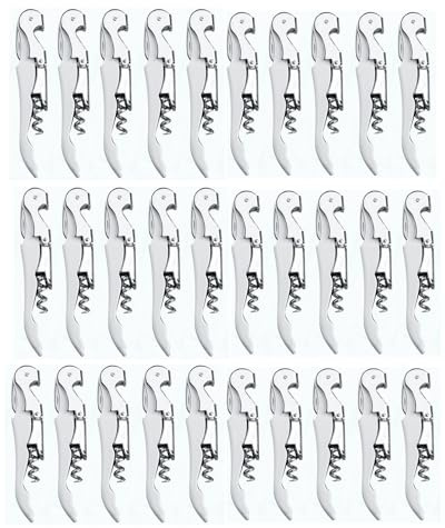 ApribotTiglie di Vino, Cavatappi Professionale Set Apribottiglie di Vino, Cerniere in Acciaio Inossidabile Chiave di Vino per Camerieri del Ristorante, Sommelier, Baristi (white 30 pieces)