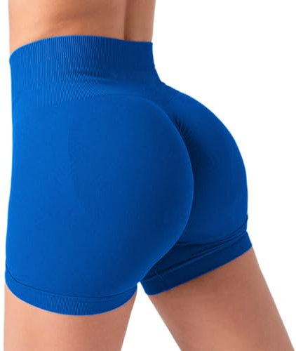 OUDOTA Gym Shorts Damen Booty Scrunch Sport Shorts Nahtlose High Wasit Kurze Leggings Shorts Push Up Fitness Yoga Workout Radlershorts Kobalt Blau,S