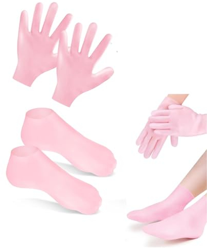 Calze e Guanti Idratanti,Calzini Idratanti per Piedi Calze Idratanti in Silicone Calzini Idratanti Elastici per Donne Piedi Screpolati Asciutti Cura del Piede