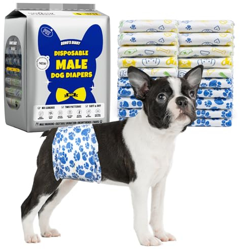 Dono Dog Diapers Male, Disposable Male Dog Wraps 60ct, Ultra Absorbent Doggie Diapers, Rapid-Dry Leak-Proof Puppy Diapers, Wetness Indicator Excitable Urination Incontinence, Small