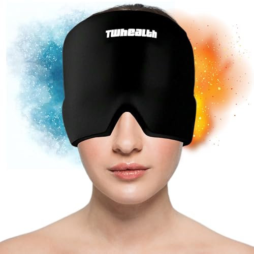 TWhealth-Gorro Migraña Frio-Alivio Dolor de Cabeza Gorro Gel Frio y Calor- Antifaz Migraña -Antifaz Gel Frio - Bolsa Gel Frio Terapeutica para Jaqueca-360º