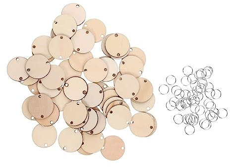 STOBOK Doppelloch-holzscheiben Aus Holz Für Diy-projekte Naturmaterial S-haken Aus Edelstahl Zum Bemalen Geeignet Für Kalender Wanddekoration Und Mehr