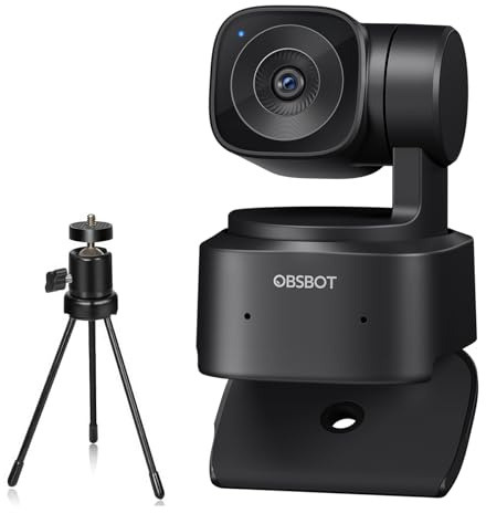 OBSBOT Tiny SE Webcam für PC, Full HD 1080P 100FPS USB-Webcam mit AI-Tracking, Mikrofon, Stativ, gestaffeltem HDR, Dual-ISO, Plug&Play-Streaming-Kamera für Laptop/Desktop, Videoanrufe, Konferenzen