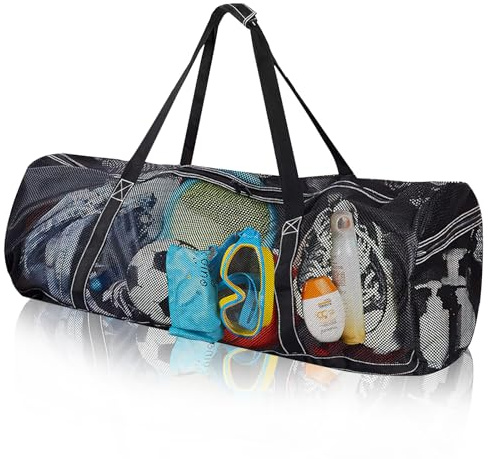 SilverChry Bolsa de Red de Buceo, Bolso Tote Grande, Malla para Buceo y Playa, Natación, Extra Grande Bolsa de Viaje (XL)