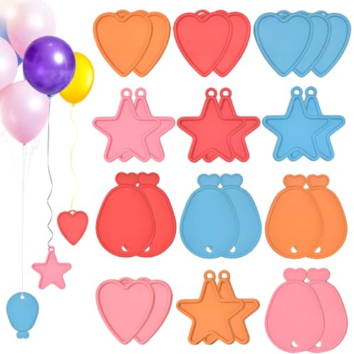 Culinavog 25 Piezas peso para globos de helio, Peso de Globo, Peso Globos de Plástico, globo con forma de corazón y estrella para bodas, cumpleaños, fiestas, compromisos, San Valentín,celebraciones