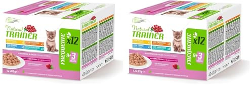 Natural Trainer Cibo Umido per Gattino Multipack Kitten 12 x 85 (Confezione da 2)