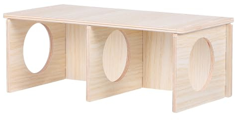 SHINEOFI Casa de Madera para Hámster y Pequeños Roedores Diseño de Dos Habitaciones, Masticable y Apta para Verano E Invierno