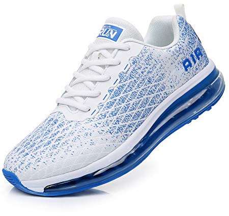 Azooken Chaussures de Course Homme Femme Chaussures de Sport Coussin d'air Baskets Loisirs Fitness Baskets en Plein Air Respirant léger （8998-WT/BU42）