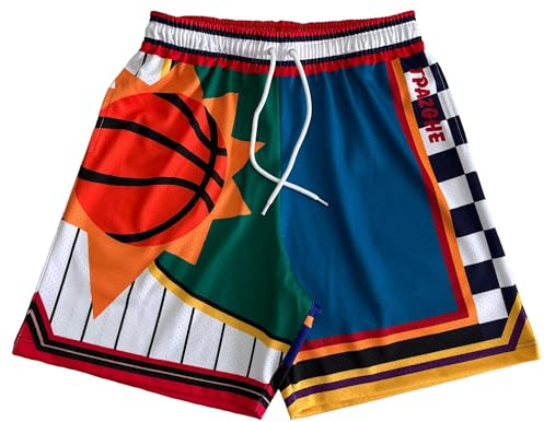TPAZGHE - Pantalones cortos deportivos de baloncesto para hombre, de malla, para gimnasio, deportes, entrenamiento, cordón, retro, para correr, con bolsillos, XXX-Large