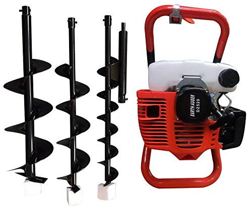 Foret à tarière à essence 2,3 CV 2 temps 52 cc avec 3 forets Idéal pour les poteaux de clôture, les barres, les arbres