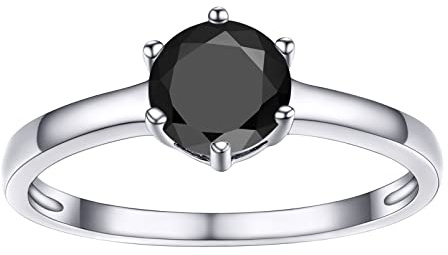 PROSILVER Anillo Precioso CZ 1 ct de Promesa Boda, Anillo Mujer Plata de Ley Seis Garras Tallas 49/52/54.4/57/59/62/64/67