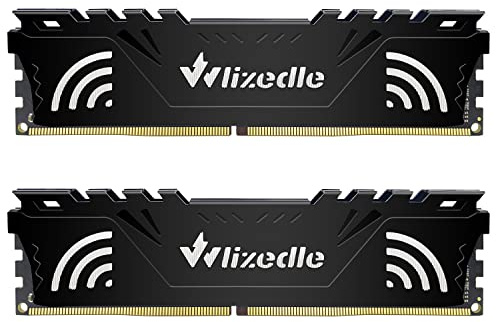 Wlizedle 16GB Kit (2x8GB) DDR4 Memoria RAM 3200MHz XMP 2.0 CL16 UDIMM, Memória de Computador PC4-25600 288-Pin 1,35V Non-ECC Módulo de RAM Upgrade para Ordenador de Sobremesa(Negro)