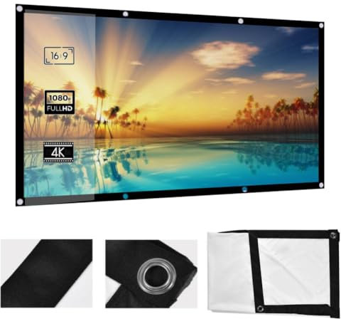 KIMISS Projector Screen,120 Inch, 266X149cm Foldable Anti-Crease Projection Screen, 16:9 HD Foldable for Home Theater Cinema Indoor Outdoor
