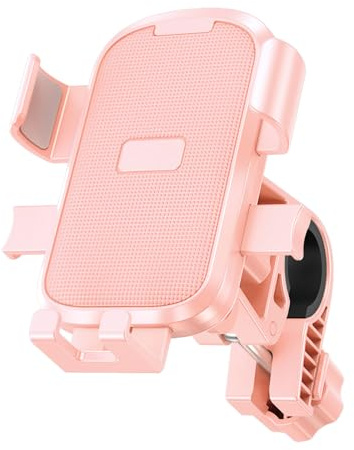 ZLLkeji Manubrio Supporto Cellulare Bicicletta Universale 360° Rotabile Porta Cellulare Bici Da Corsa Con Ganci Supporto Telefono Moto Per 4.7-7.2 Smartphone Rosa