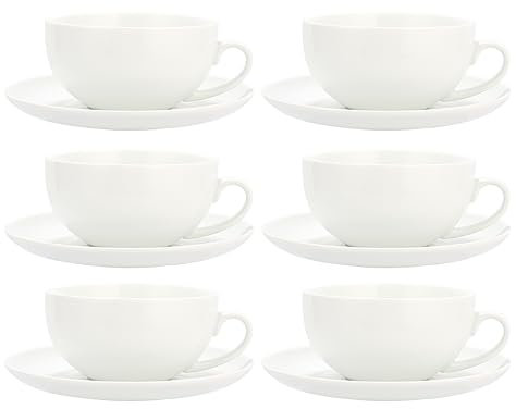 Waterside Set of 6 Large Cappuccino Cups & Saucers