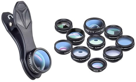Verbessertes Handy-Kamera-Objektiv, Makro-Objektiv, Weitwinkelobjektiv, Fischaugenobjektiv, Teleobjektiv, CPL-Radial-Sternfilter, Kaleidoskop