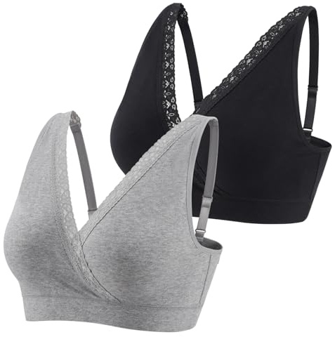 HIHOSSI Adjustable Lace Cotton Sleep Bra – Maternity Nursing Bras for Pregnancy, Daily Wear & Night Comfort
