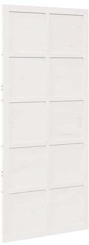 vidaXL Porte de Grange Blanc 80 x 210 cm Bois Massif en pin, Porte de Salle à Manger Rustique, Porte coulissante, cloison en Bois, déco intérieure, Style Ferme