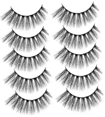 DECOMELODY 5 Faux Cils Épais et Longs Cils Artificiels Noirs et Bouclés pour Maquillage Femme et Fille
