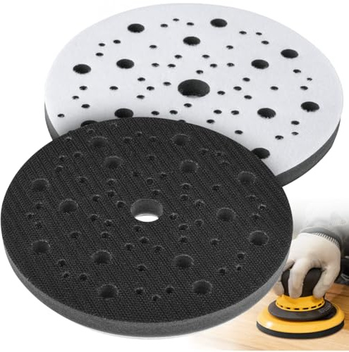 BESPOTCL Lot de 2 patins souples Ø 150 mm, 70 trous, couche intermédiaire en mousse souple, compatible avec Mirka, tampon pour ponceuse excentrique avec fermeture