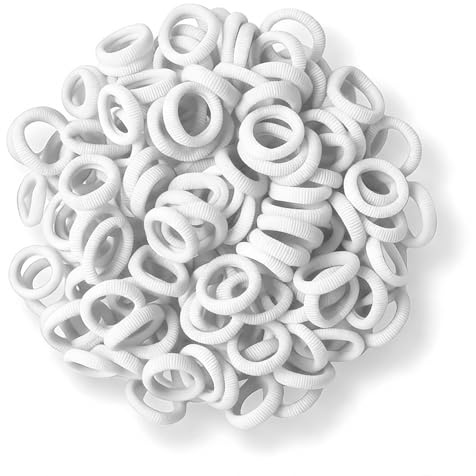 100 Elastici Mini per Capelli Bambini Ragazze Neonati, Fasce Morbide Senza Danni per Capelli Sottili - Bianche