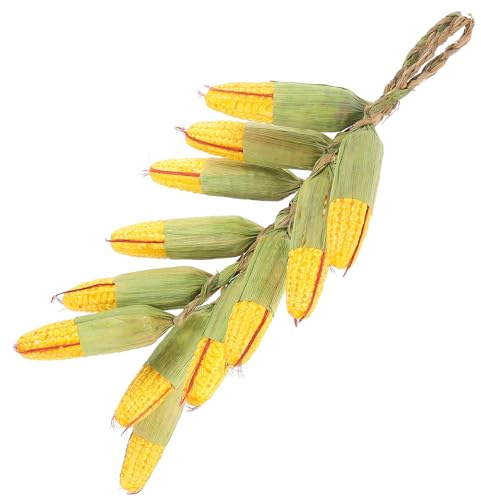 BESTonZON Brochetas de Maíz Artificial Realista 2 Piezas Colgantes Verdes para Decoración de Cocina y Hogar Estilo Rural, Cuerda para Colgar Verduras, Adornos de Pared y Patio