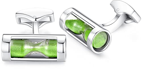Honey Bear Herren Timer Gläser Trichter Sanduhr Manschettenknöpfe Cufflinks Edelstahl Manschettenknopf (Grün)