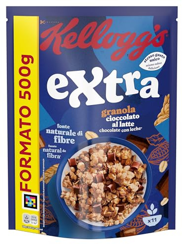 Kellogg's Cereali Extra | Gusto Cioccolato al Latte | Granola con Avena Croccante | Confezione Singola da 500g (1 x 500g)