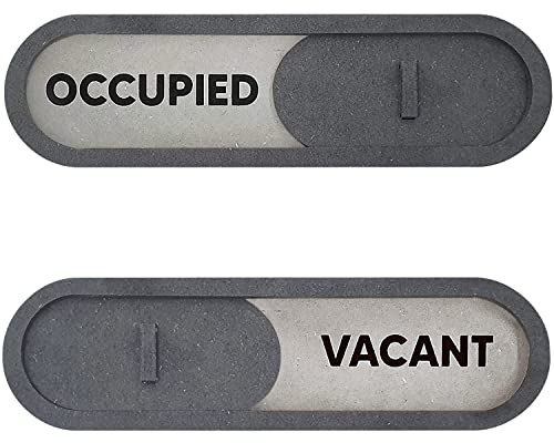 GEEKBEAR Vacant Occupied Slider Door Sign for Home Office - Premium MDF, 7.5 x 2.2 in (Gray)