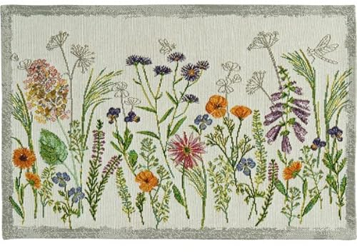 Sander Tischset Platzset Tischband Garden Delight Frühling Gobelin 32 x 48cm Artikel 61964 Fb. 40 Creme bunt Blumen Wiese 70% Baumwolle