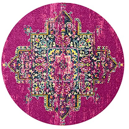 Rururug Tappeto Rotonda Salotto Classico Pelo Corto Tappetini interni ed esterni Moderno Soggiorno Vintage camera da letto, Fucsia floreale vintage Round ø160cm