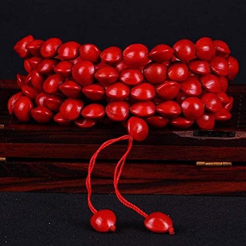 Tbkoly Méditation Prière Bouddha Perles Bracelet Collier, Bracelet Coeur Rouge Naturel Bracelet Bodhi 108 Perles de Bouddha Sang de Haricot d'acacia Amoureux du Bracelet Bodhisattva