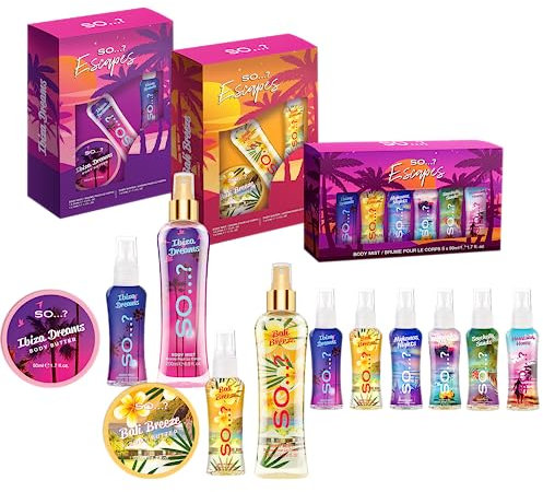 So…? Summer Escapes Tropical Essentials Womens Body Mist & Body Butter Gift Set Bundle, Dream Girl Ibiza Dreams, Bali Breeze & Escapes Grande Set (3 x Gift Sets)