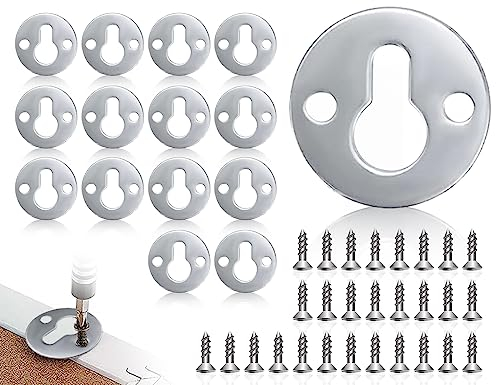 KAPSING 14 Set Bildaufhänger Haken, Rund Schrankaufhänger mit Schrauben, Silber Strapazierfähige schlüsselloch aufhänger zum Aufhängen von Bilderrahmen