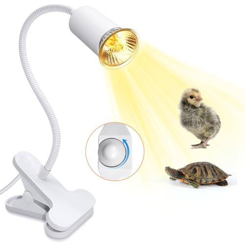 Tortoise Heat Lamp with 240CM Cable, E27 Ceramic Bulb Holder, 40CM Long Gooseneck, Reptile Heating Lamp, UVA UVB Basking Lamp, Tortoise Light, Turtle Lamp, Turtle Tank Accessories, White(No Bulb)
