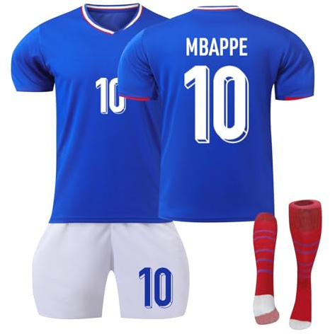 Frankreich Fußball Trikot, 24 Hause/Auswärts Fußball Trikot Kinder Erwachsener, Nr.7 10 Trikots Shorts und Socken Anzug Jungen Herren