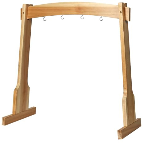 Amcortn 14 Gong Stands, Wind Chimes Wood Stand with Base for 1 Gong or 4 Chimes, Light & Portable Multipurpose Stand, Easy Assembly for Sound Healing, Meditation, Yoga