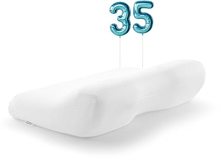 TEMPUR ErgoPlus MDV Kopfkissen Memory Foam, ergonomisches Nackenstützkissen für Rücken- und Seitenschläfer, Liegefühl fest, M (54 x 32 x 11/6 cm), Weiß