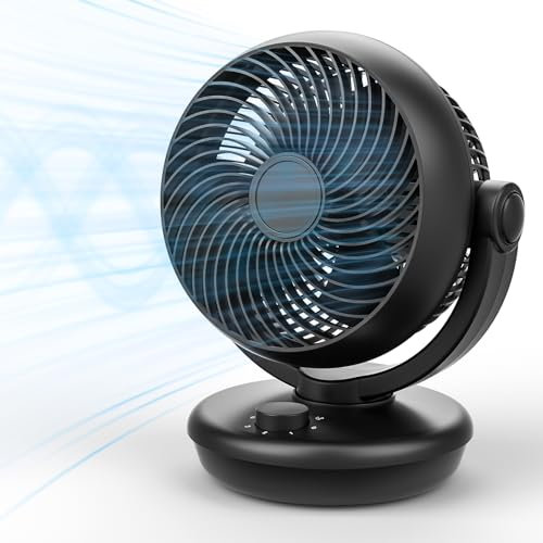 Dreamhigh® Ventilateur De Bureau Silencieux 35 dB, Ventilateur Petit 3 Vitesses, Oscillation 70°, Inclinaison 100°, Idéal Pour Bureau, Salon Et Ventilateur Chambre 35 W