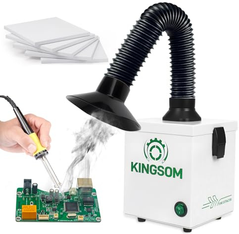 KINGSOM K7 Lötabsaugung [Schnelle] Lötrauchabsaugung, 2-in-1 HEPA & Aktivkohlefilter Löt Absaugung 99,97% Filtereffizienz, Starke Absauganlage für DIY-Tischlöten, Manuelle Holzbearbeitung Schnitzen