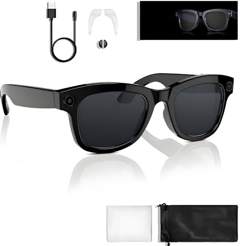Cyanvue Ai Smart Glasses – 8mp kameraglasögon med musik- och samtalsfunktioner, Bluetooth-glasögon med 144 graders översättning, anti-blått ljus-glasögon for män och kvinnor,anti-skakning(Black)