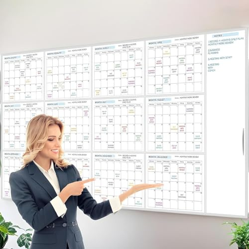 Calendario Anual Pizarra Blanca Borrable En, Uego De Planificador De Pared, Reutilizable, 150x85cm, Organizador Tareas Bureau, Chambre, École, Cuisine