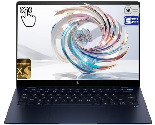 HP EliteBook Ultra G1q AI Laptop, Snapdragon X Elite X1E-78-100, 16 GB LPDDR5x RAM, 1 TB PCIe SSD, display touch screen IPS da 14 2.2K Qualcomm Adreno GPU, tastiera QWERTZ, Windows 11 Pro, blu